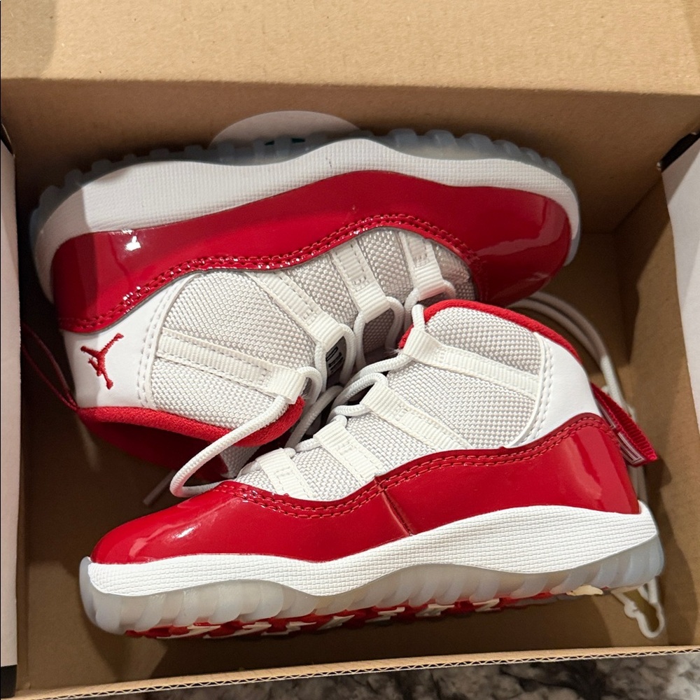 Jordan Kids' Red and White High-Top Sneakers